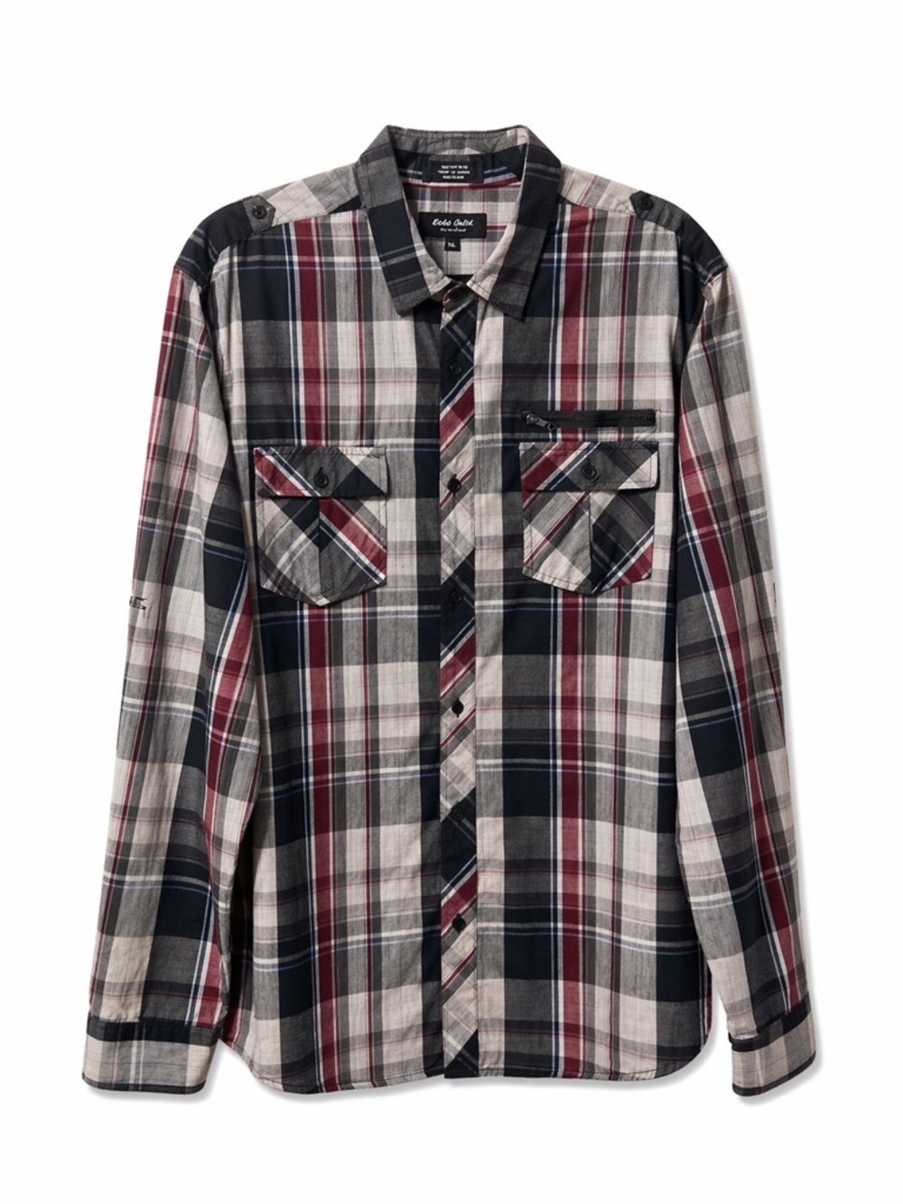 EIGHTY EIGHT,PLATINUM,LONG SLEEVE, RED,BLACK & GRAY,CHECKERED,MEN SHIRT,SIZE XXL - Picture 1 of 14